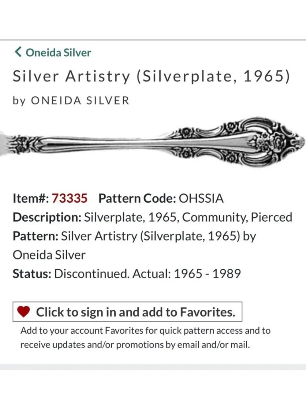 Set of 2 Oneida community Silver Artistry Silver plate Serving Set 1965 pierced
